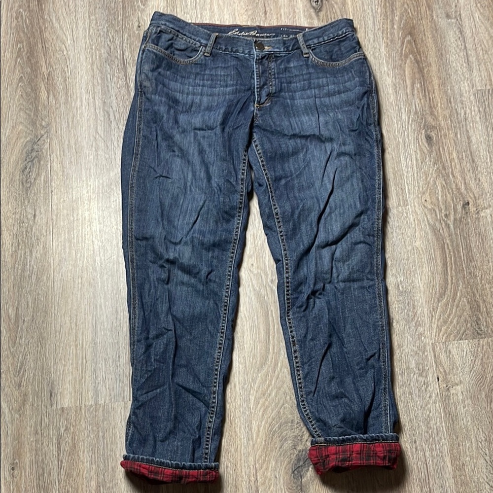 Eddie Bauer Flannel Lined Women's Relaxed Fit Straight Leg Jeans Size 10 - Picture 4 of 15